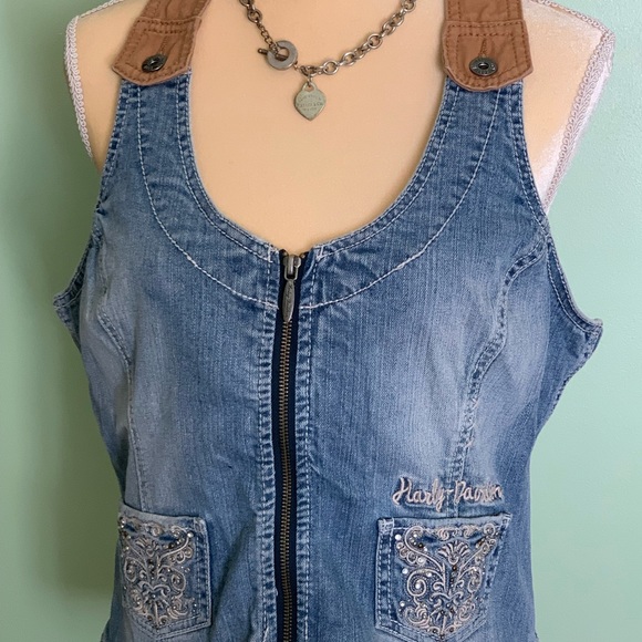 Harley Davidson Denim halter top size L - Picture 1 of 4